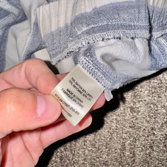 Cloth & Stone Women's Linen Blend Blue White Stripe Summer Pants Size Medium - Picture 3 of 11